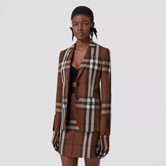 Check Wool Blend Jacquard Tailored Jacket