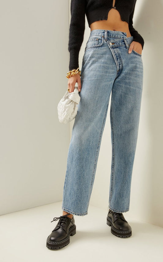 Criss-Cross Oversized Rigid High-Rise Wide-Leg Jeans
