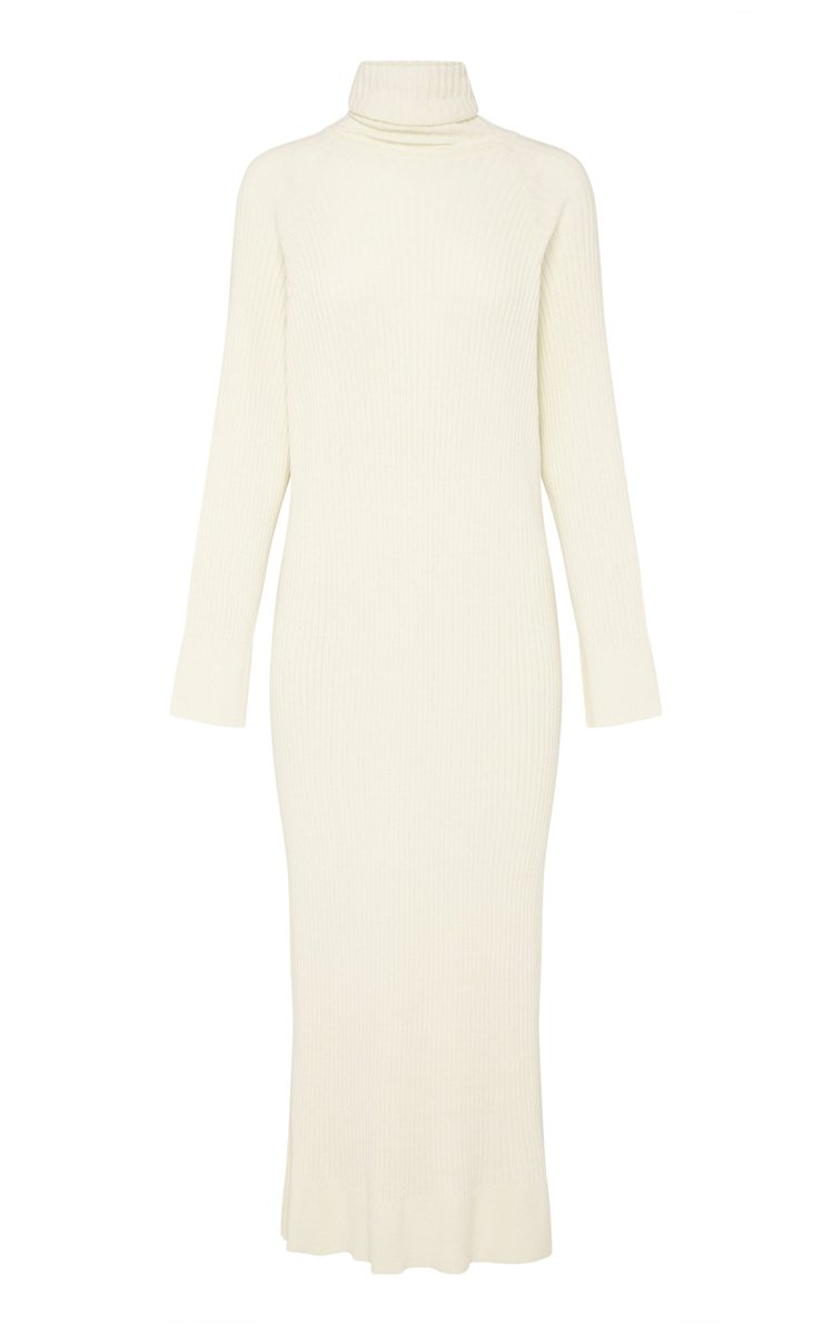 Rosaline Ribbed Cotton Midi Sweater Dress
