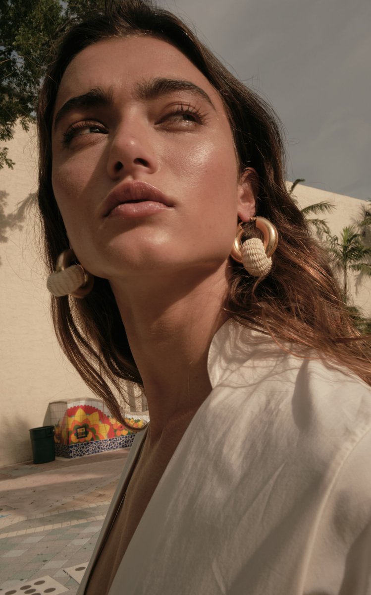 Rise and Shine Gold-Pated Palm Hoop Earrings