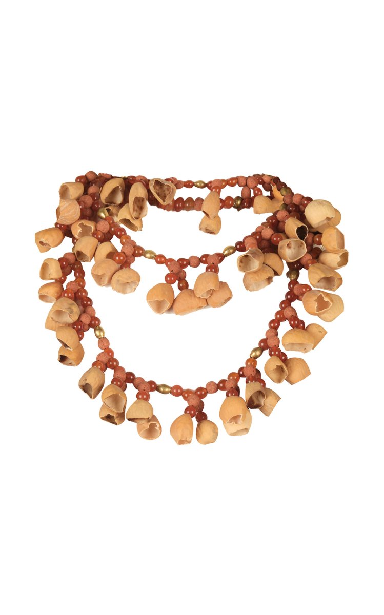 Agate Folk Beaded Brass Medicine Necklace