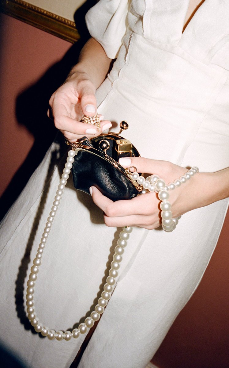 Pearl-Embellished Leather Coin Purse