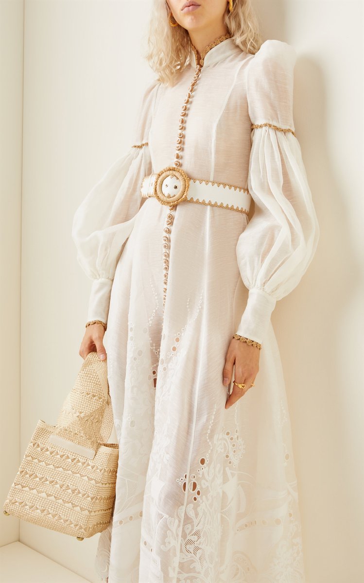 Postcard Crochet-Trimmed Broderie Anglaise Linen-Silk Midi Dress