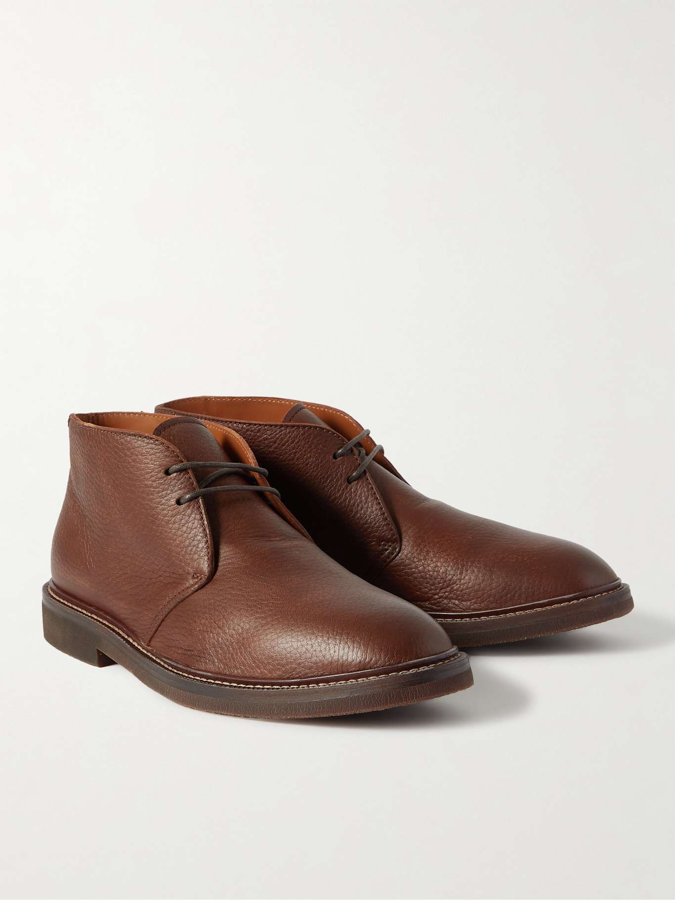 Textured-Leather Desert Boots