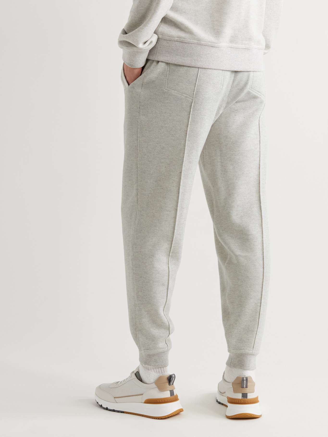 Tapered Pintucked Cashmere-Jersey Sweatpants