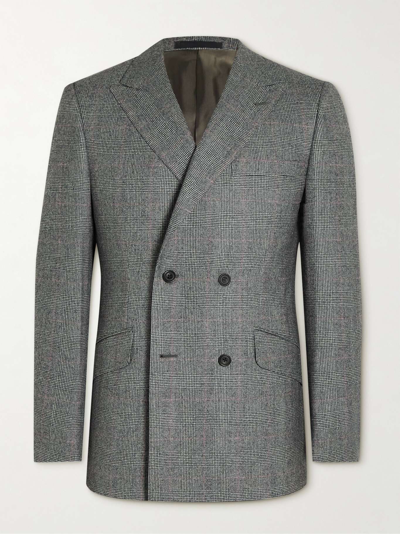 Archie Slim-Fit Double-Breasted Prince of Wales Checked Wool Suit Jacket