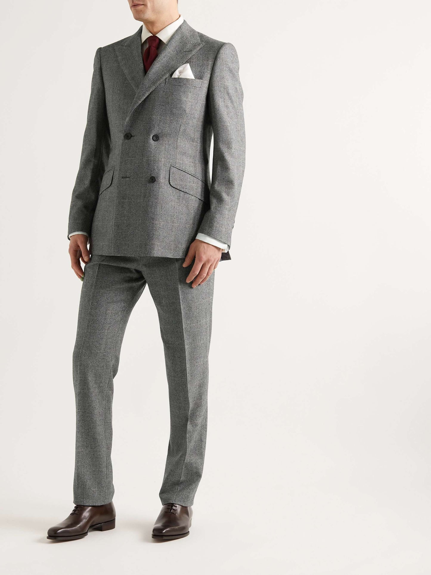 Archie Slim-Fit Double-Breasted Prince of Wales Checked Wool Suit Jacket
