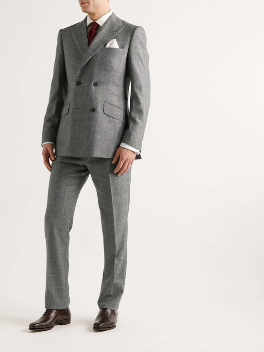 Archie Slim-Fit Double-Breasted Prince of Wales Checked Wool Suit Jacket