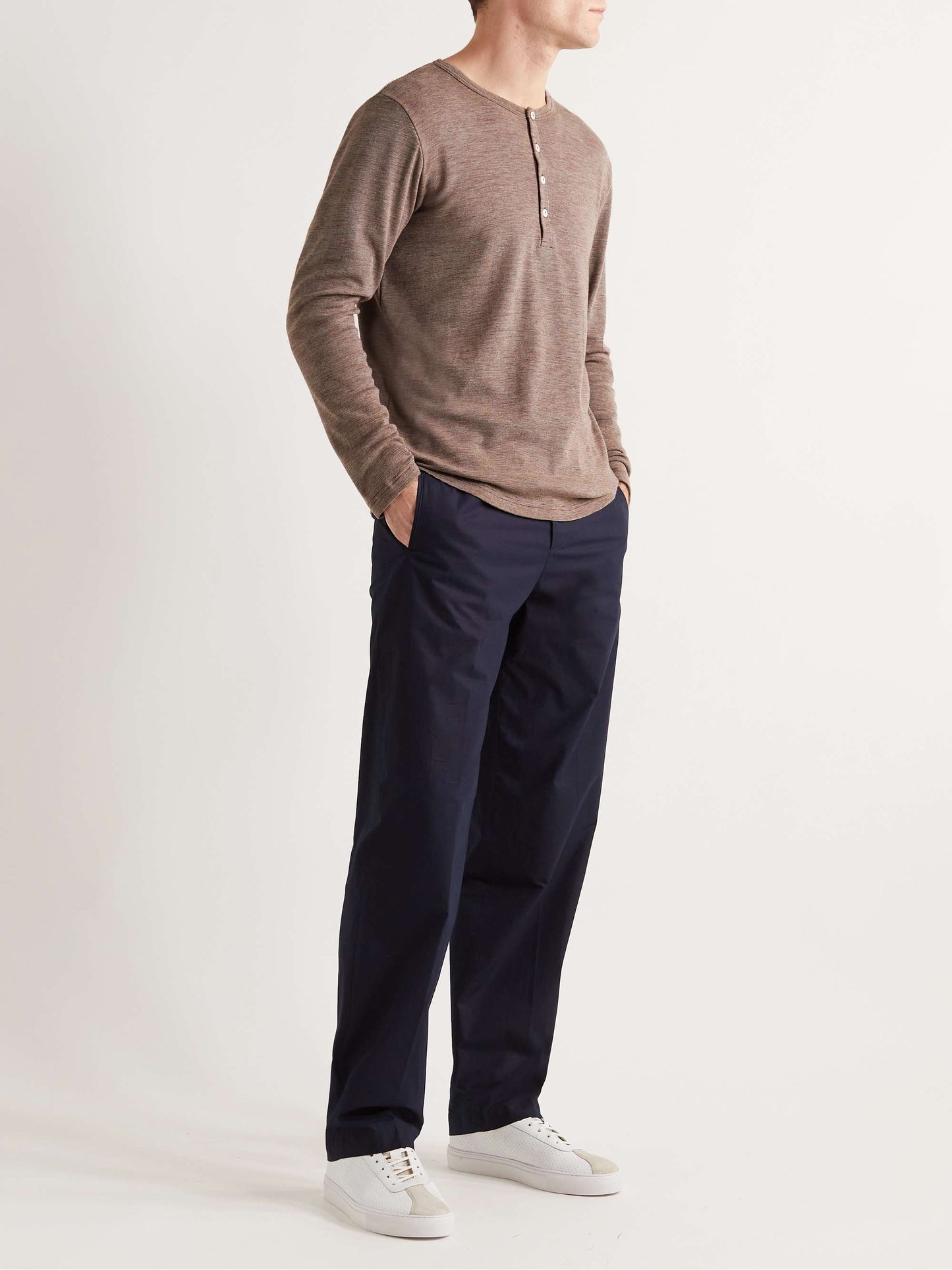 Marius Wool and Cotton-Blend Jersey Henley T-Shirt