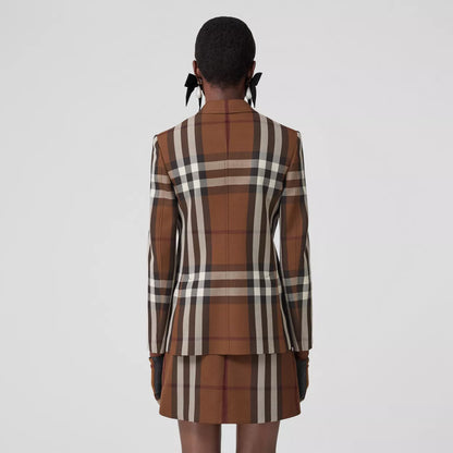 Check Wool Blend Jacquard Tailored Jacket