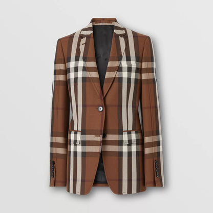 Check Wool Blend Jacquard Tailored Jacket