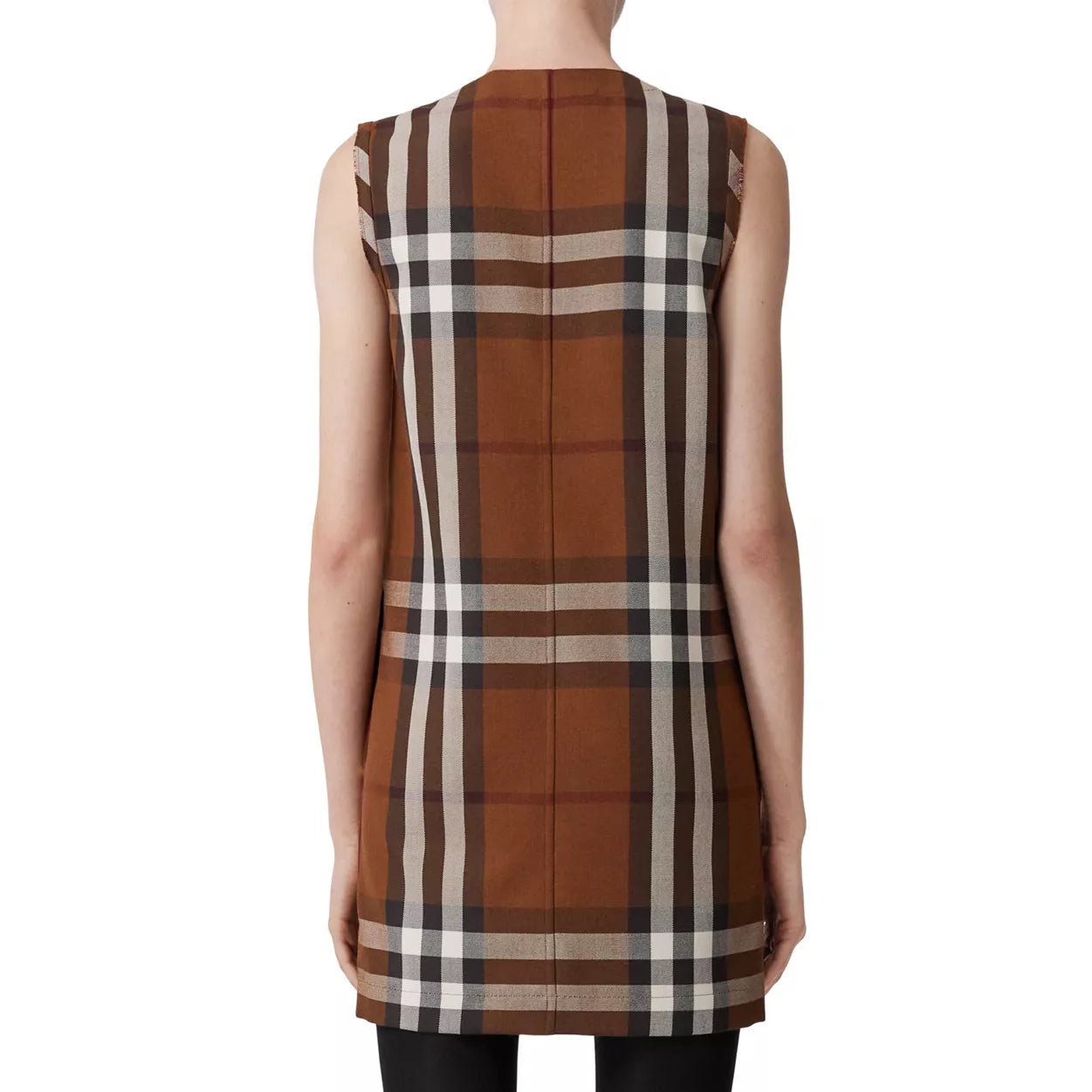 Sleeveless Check Wool Cotton Jacquard Dress