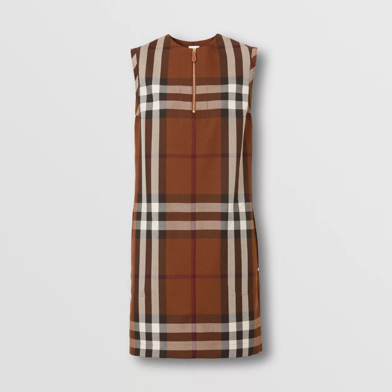 Sleeveless Check Wool Cotton Jacquard Dress