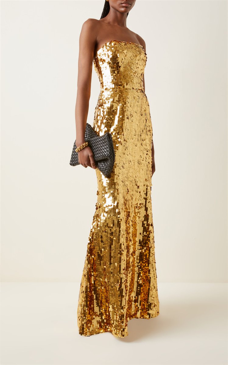 Strapless Sequined Column Gown