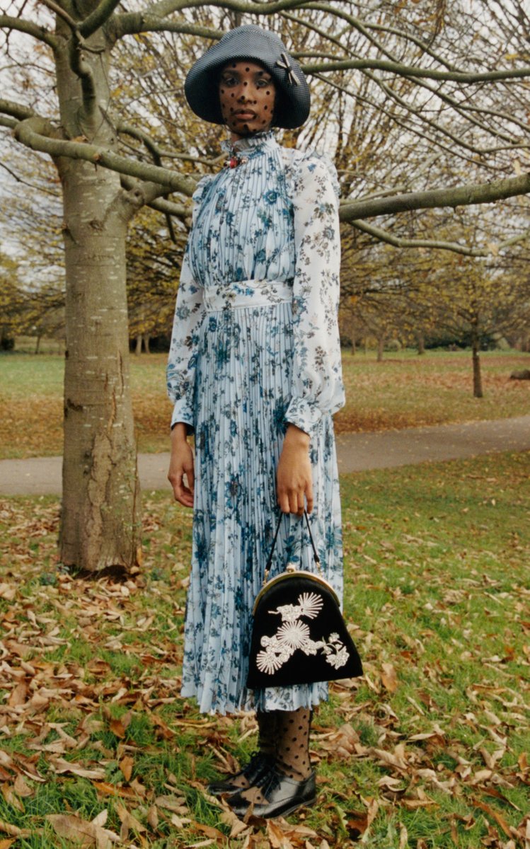 Narella Floral Plissé Georgette Midi Dress