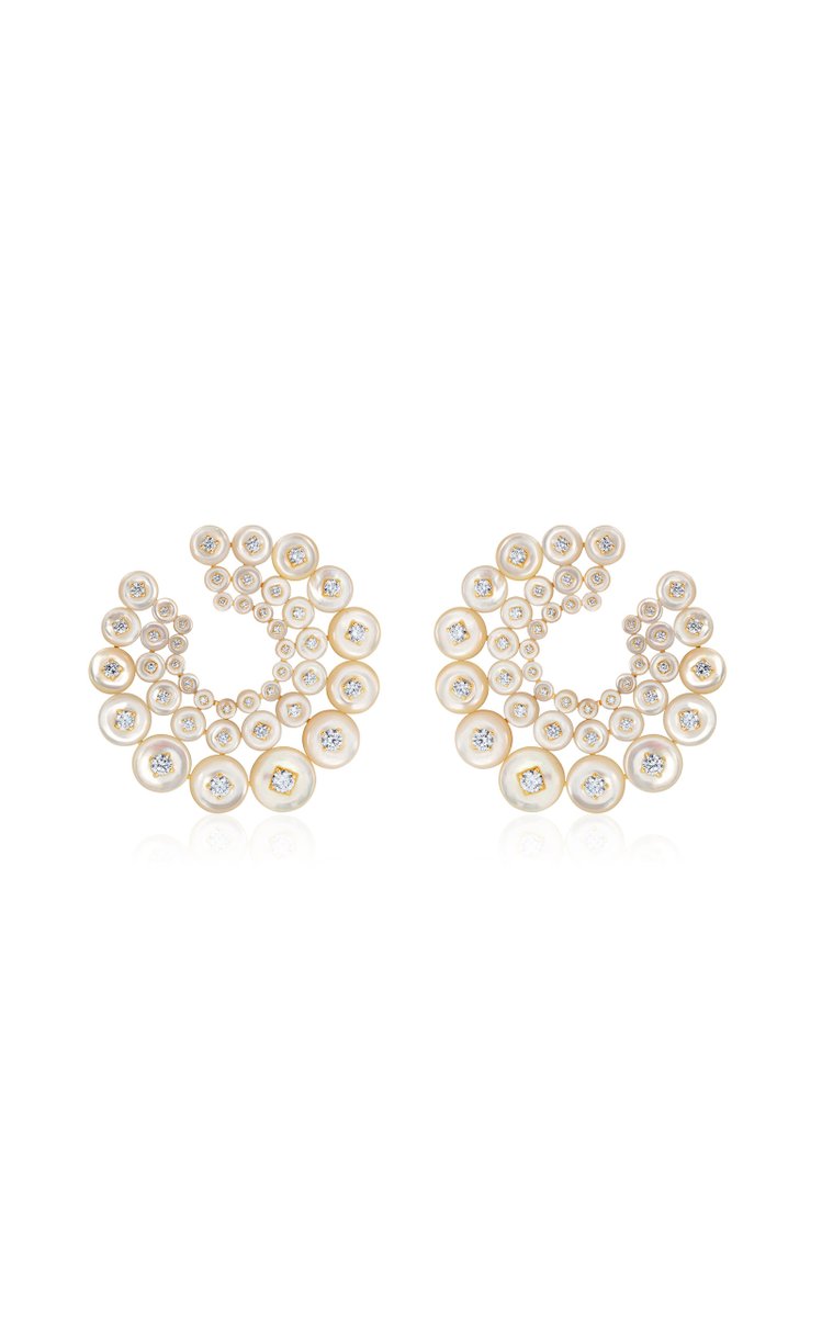 Galaxy 18K Yellow Gold Diamond, Mother-Of-Pearl Earrings