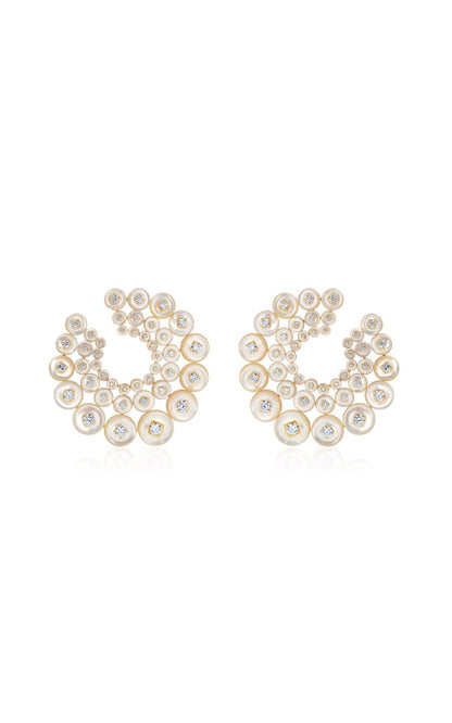 Galaxy 18K Yellow Gold Diamond, Mother-Of-Pearl Earrings