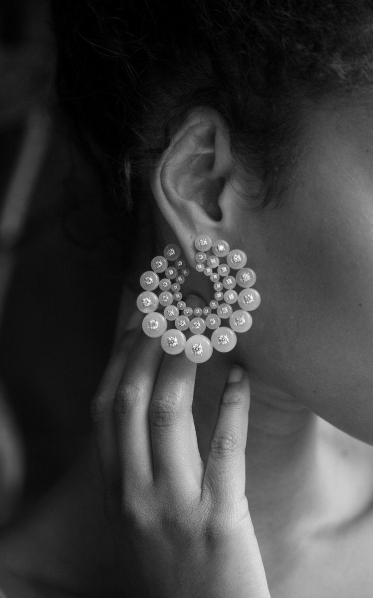 Galaxy 18K Yellow Gold Diamond, Mother-Of-Pearl Earrings