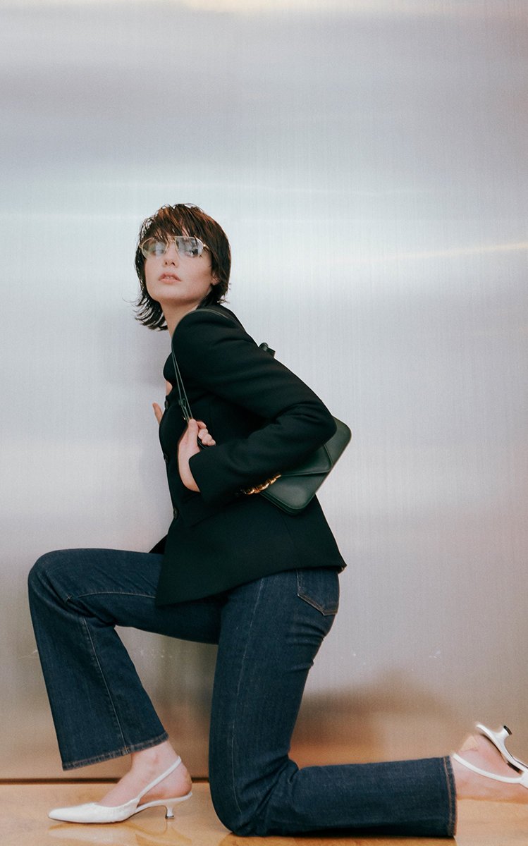 Pyramid Stretch High-Rise Organic Cotton Flared-Leg Jeans