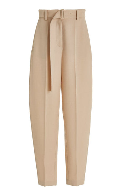 Taavi Belted Wool Twill Wide-Leg Pants