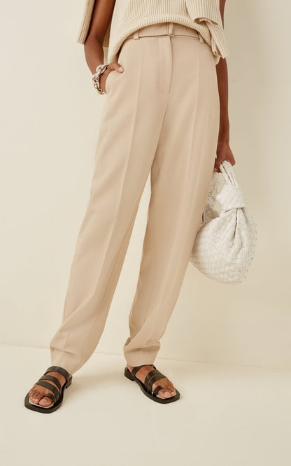 Taavi Belted Wool Twill Wide-Leg Pants