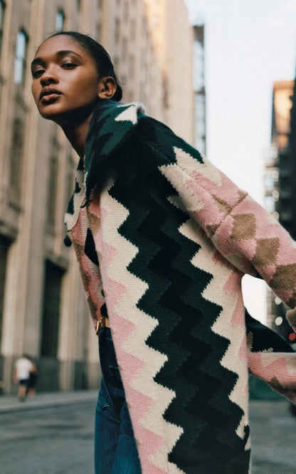 Fiona Chevron Cashmere Cardigan