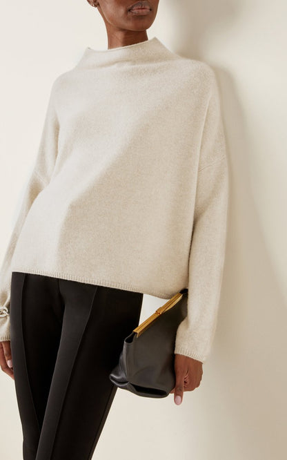Sandy Oversized Cashmere Mock-Neck Sweater
