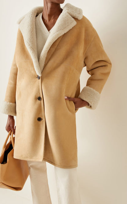 Lenon Knee-Length Shearling Coat