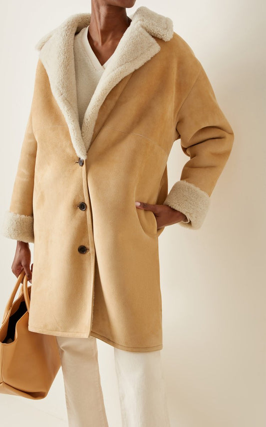 Lenon Knee-Length Shearling Coat