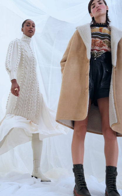 Lenon Knee-Length Shearling Coat