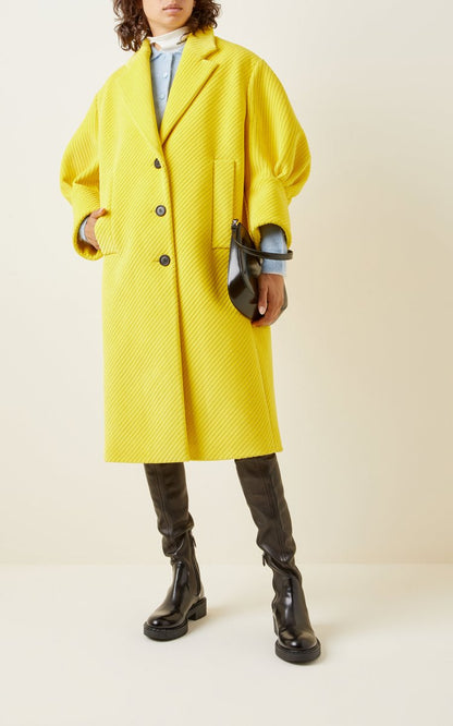 Puffed-Sleeve Cotton-Blend Coat
