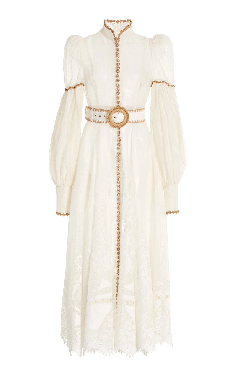 Postcard Crochet-Trimmed Broderie Anglaise Linen-Silk Midi Dress