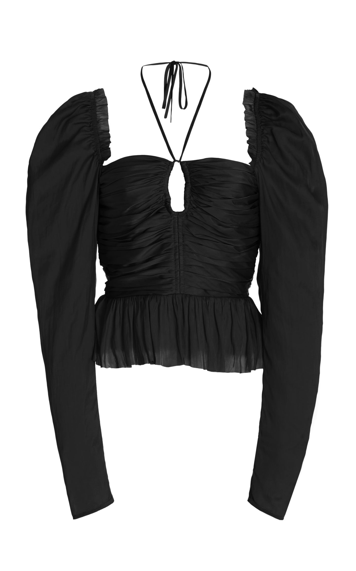 Gathered Satin Peplum Blouse