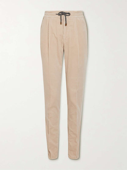 Tapered Cotton-Corduroy Drawstring Trousers