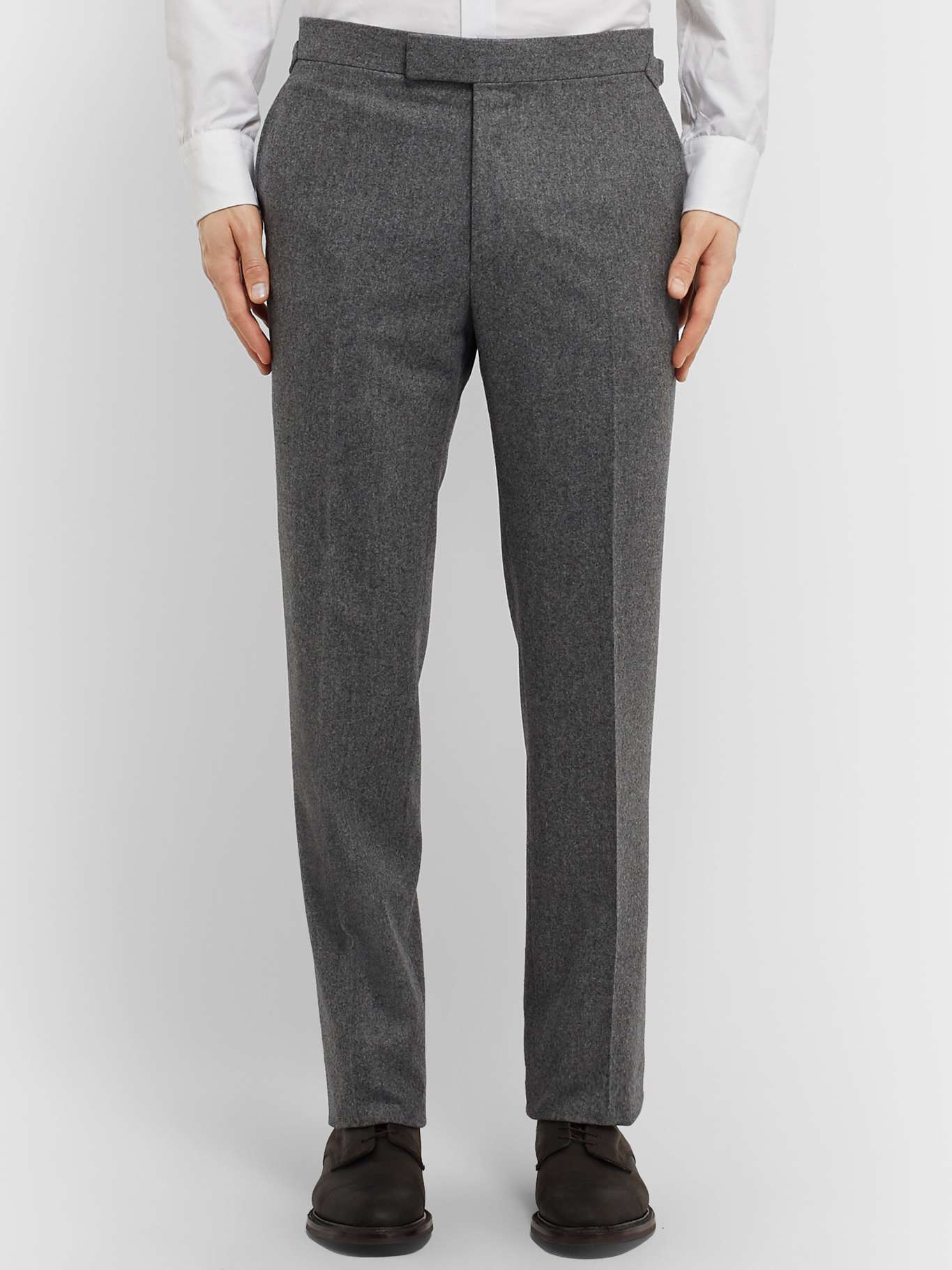 Grey Slim-Fit Conrad Wool-Flannel Trousers