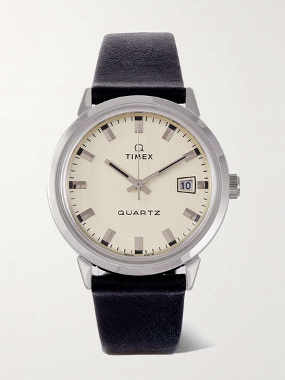 Q Timex 1978 Reissue 35mm Stainless Steel and Leather Watch