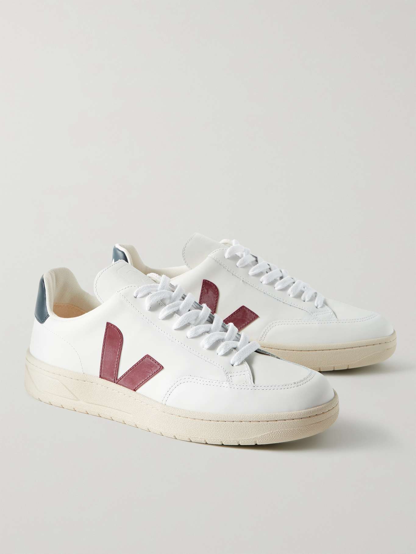 V-12 Rubber-Trimmed Leather Sneakers