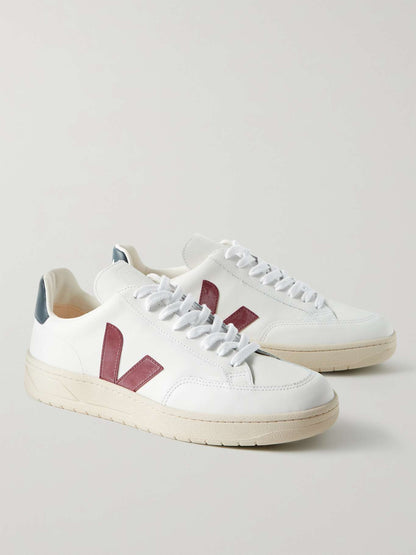 V-12 Rubber-Trimmed Leather Sneakers