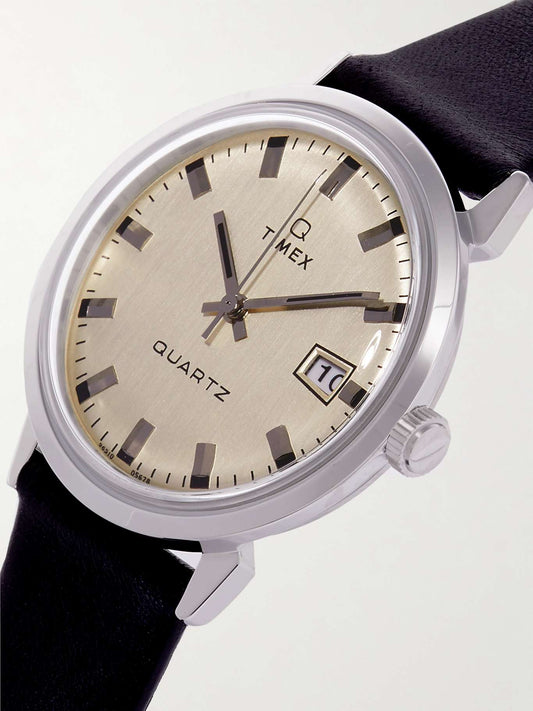 Q Timex 1978 Reissue 35mm Stainless Steel and Leather Watch