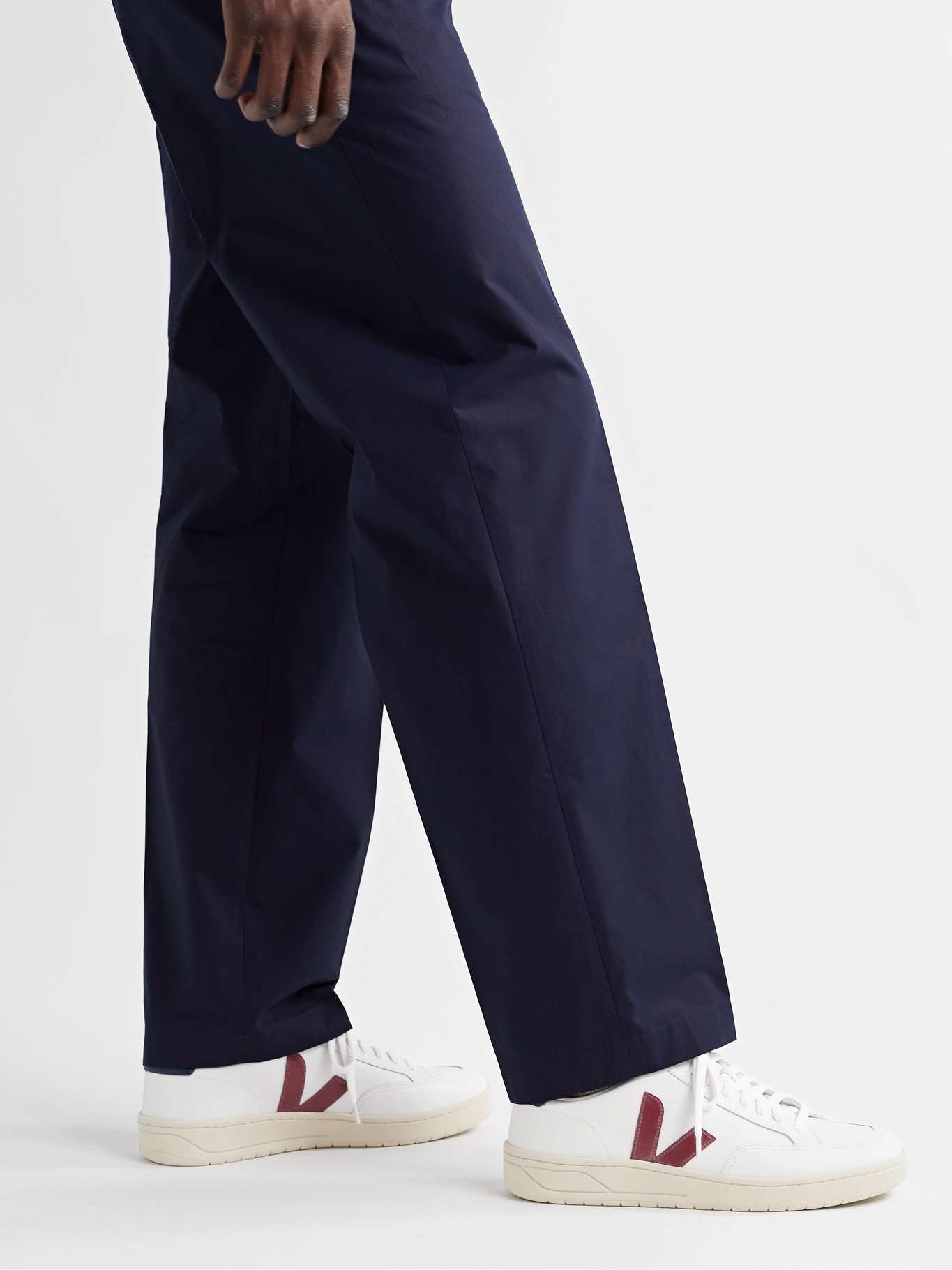 V-12 Rubber-Trimmed Leather Sneakers