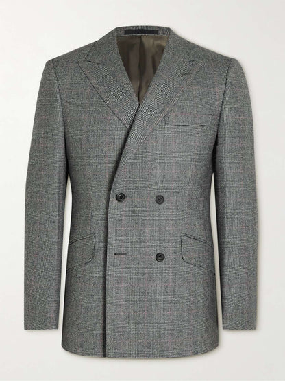 Archie Slim-Fit Double-Breasted Prince of Wales Checked Wool Suit Jacket
