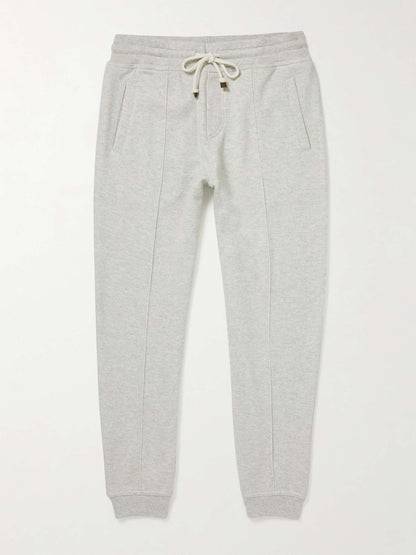 Tapered Pintucked Cashmere-Jersey Sweatpants