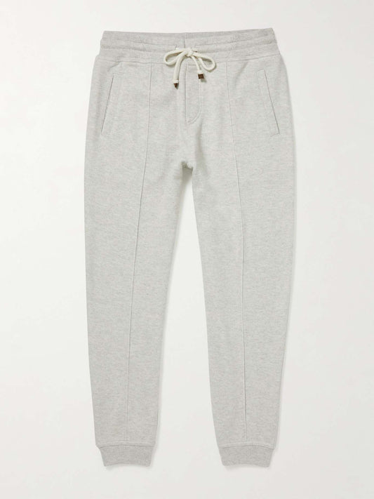 Tapered Pintucked Cashmere-Jersey Sweatpants