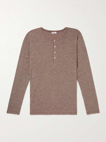 Marius Wool and Cotton-Blend Jersey Henley T-Shirt