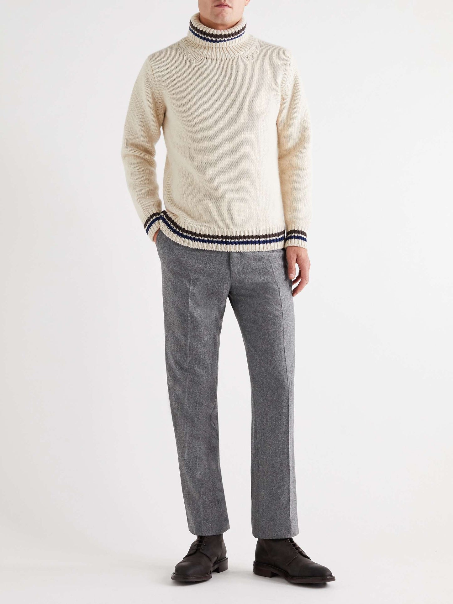 Grey Slim-Fit Conrad Wool-Flannel Trousers